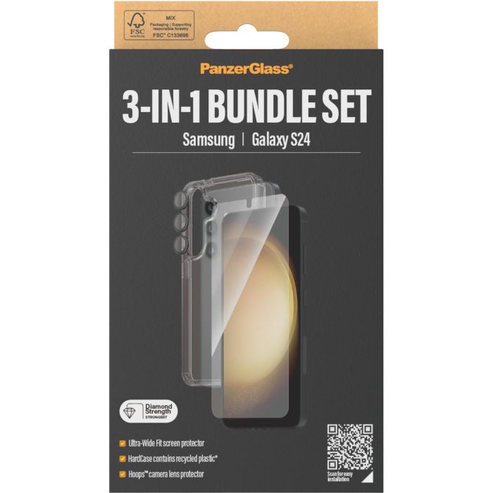 PanzerGlass Pack 3 en 1 para Samsung Galaxy S24 Ultra-Wide Fit con EasyAligner Vidrio Templado Protector de Pantalla 5