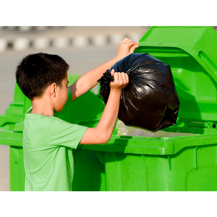 Q-connect Papelera Contenedor Plástico Verde para Envases de Vidrio 100L con Tapa y Ruedas 750x470x370 mm 5