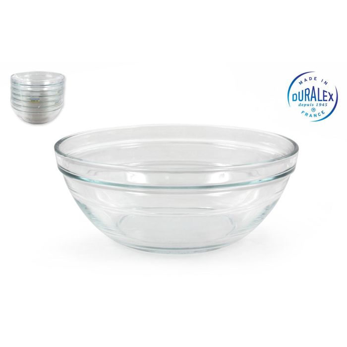 Duralex Ensaladera transparente redonda 20.5 cm 1.6L apilable Lys (24 Unidades)