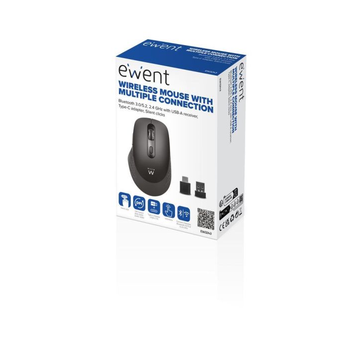 Ewent EW3243 Ratón Inalámbrico Triple Conexión Bluetooth 3.0/5.2 y 2.4GHz Clic Silencioso 3200 DPI Multi-dispositivo Negro Gris 6 Ewent EW3243 Ratón Inalámbrico Triple Conexión Bluetooth 3.0/5.2 y 2.4GHz Clic Silencioso 3200 DPI Multi-dispositivo Negro Gris 6