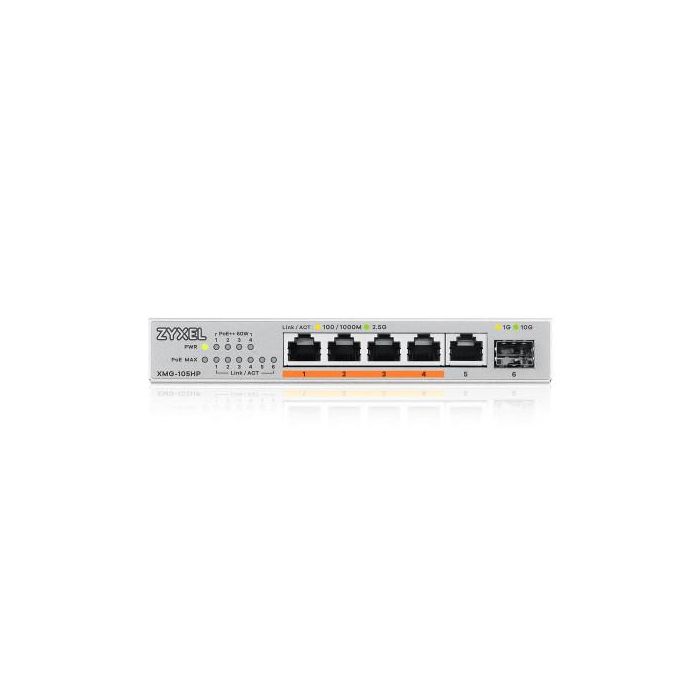 Zyxel XMG-105HP No administrado 2.5G Ethernet (100/1000/2500) Energía sobre Ethernet (PoE) Plata 2 Zyxel XMG-105HP No administrado 2.5G Ethernet (100/1000/2500) Energía sobre Ethernet (PoE) Plata 2