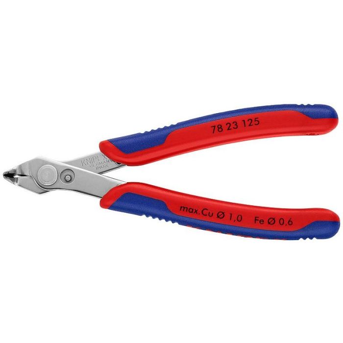 Knipex 78 23 125 Alicates cortaalambres Electronic-Super-Knips de acero con mango de plástico azul/rojo, 125 mm