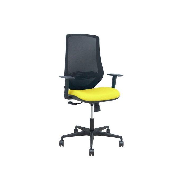 Silla Piqueras Y Crespo Mardos Brazos Regulables Ergonomica Mecanismo Basculante Respaldo Malla Negra Asiento Tapizado Bali Amarillo