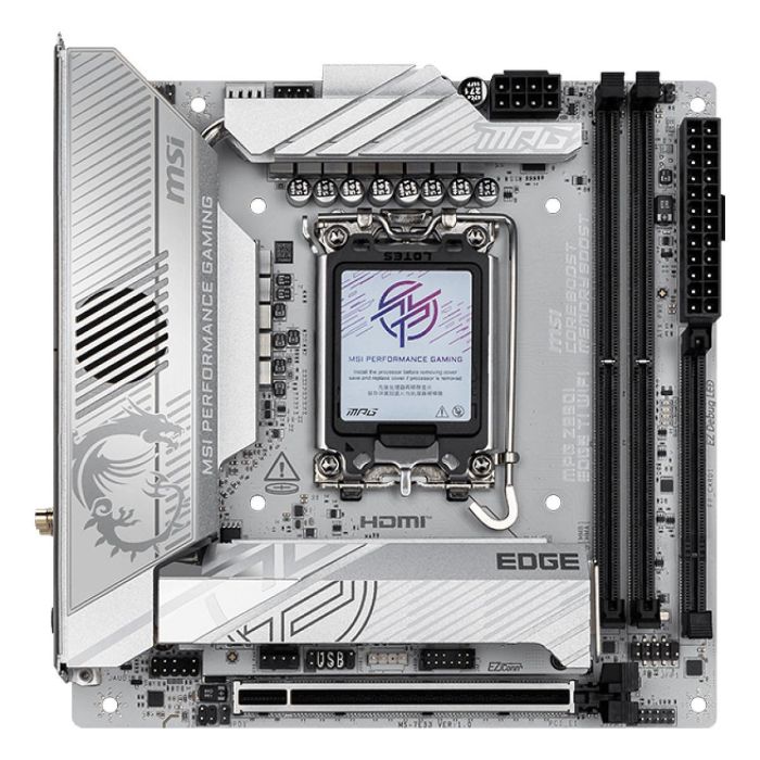MSI MPG Z890I EDGE TI WiFi - Placa Base Intel Z890 ITX LGA 1851, DDR5, Wi-Fi 7, Bluetooth 5.4, 4x M.2, PCIe x16