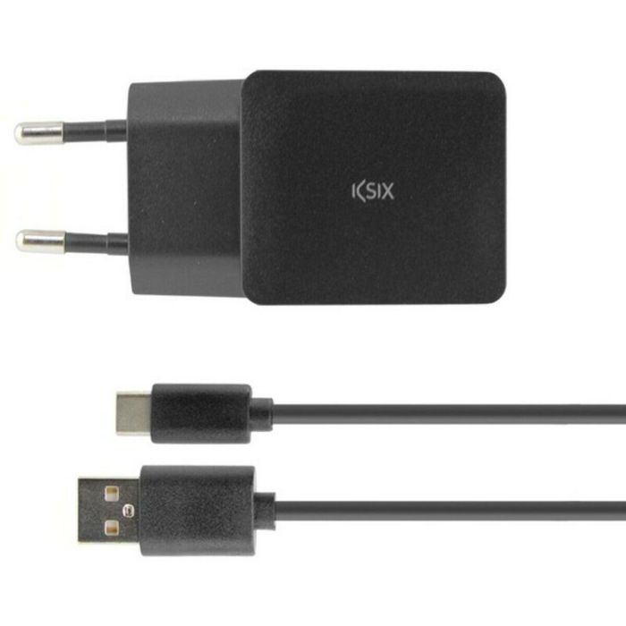 Cargador de Pared + Cable USB A a USB C KSIX USB Negro 11 Cargador de Pared + Cable USB A a USB C KSIX USB Negro 11