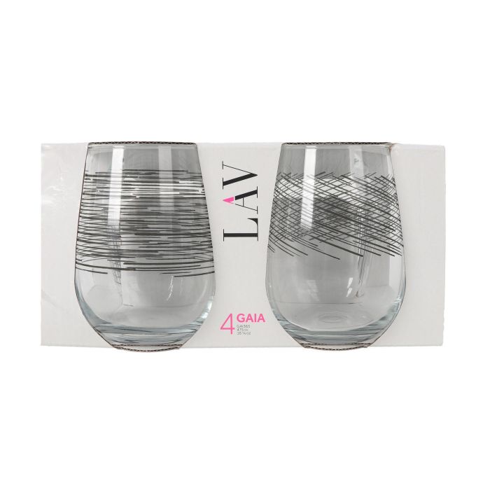 Set de 4 Vasos Gaia 475 cc Blanco Líneas - LAV (6 Cajas) 1 Set de 4 Vasos Gaia 475 cc Blanco Líneas - LAV (6 Cajas) 1