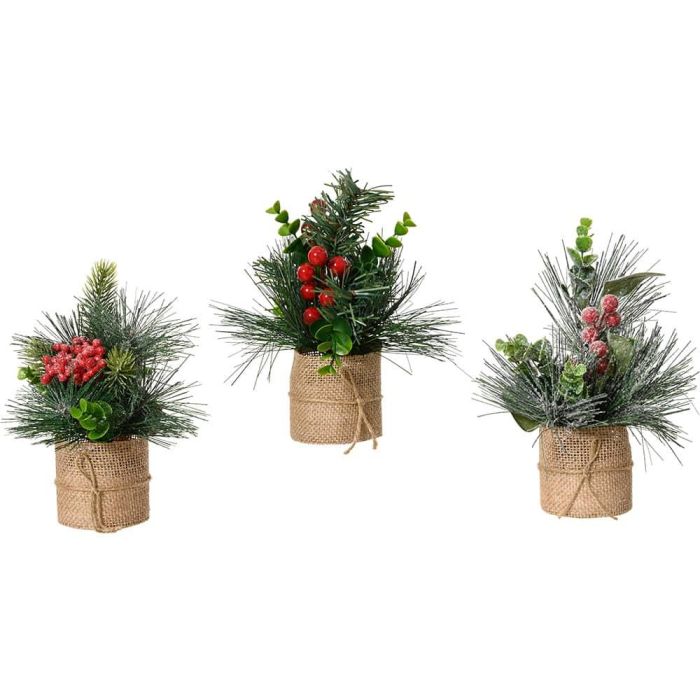 Everlands Planta Artificial Navideña Decoración Interior Pequeña 20x15 cm Pack 3 Unidades