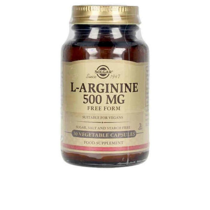 Solgar L-Arginina 500 mg, 50 Cápsulas Vegetales. Suplemento Alimenticio Aminoácido Esencial para Rendimiento Físico, Circulación y Salud Cardiovascular