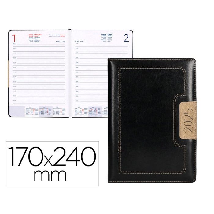 Agenda Encuadernada Liderpapel Dorios 170x240 mm Dia Pagina Color Negro Papel 70 gr