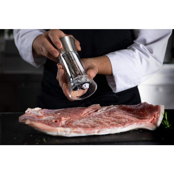 Bisetti BIS8015457083102 Molinillo de Sal y Pimienta 2 en 1 Grande de Acrílico y Acero Inoxidable 2