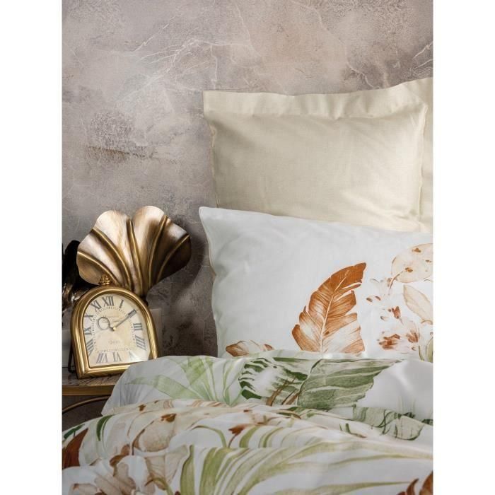Juego de cama - 1 funda nórdica 220x240 cm + 2 fundas de almohada 60x60 cm - 100% algodón satén - Beige 1 Juego de cama - 1 funda nórdica 220x240 cm + 2 fundas de almohada 60x60 cm - 100% algodón satén - Beige 1