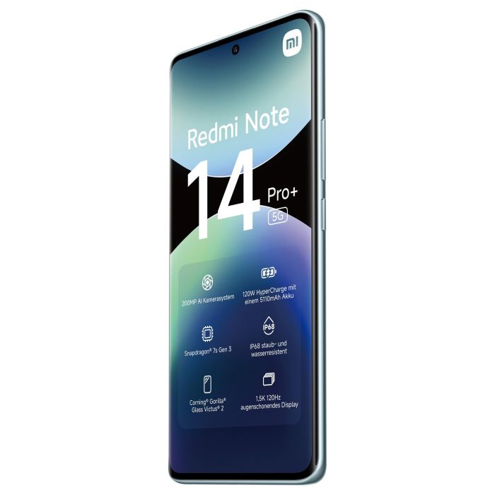 Xiaomi Redmi Note 14 Pro+ 5G Smartphone 256GB 8GB RAM Frost Blue | Snapdragon 7s Gen 3 | Pantalla AMOLED 6.67" 120Hz | Cámara 200MP | Batería 5110mAh | IP68