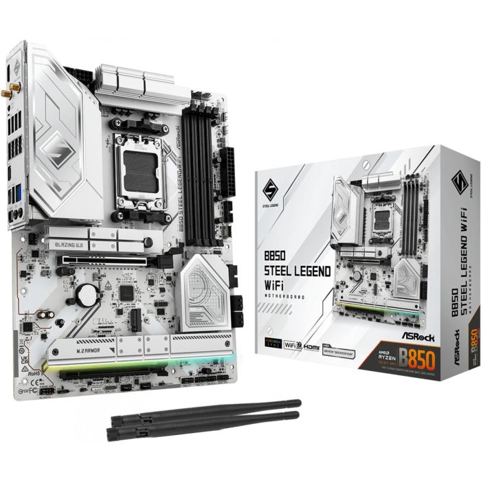 ASRock B850 Steel Legend WiFi Placa Base ATX, Socket AM5, AMD Ryzen 7000/8000/9000, DDR5, Wi-Fi 7, USB20G, 90-MXBQS0-A0UAYZ 0 ASRock B850 Steel Legend WiFi Placa Base ATX, Socket AM5, AMD Ryzen 7000/8000/9000, DDR5, Wi-Fi 7, USB20G, 90-MXBQS0-A0UAYZ 0