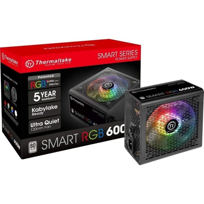 Thermaltake Smart RGB Unidad de Fuente de Alimentación para PC 600W 80 PLUS ATX 20+4 Pin con Ventilador 12cm Activo Negra 2 Thermaltake Smart RGB Unidad de Fuente de Alimentación para PC 600W 80 PLUS ATX 20+4 Pin con Ventilador 12cm Activo Negra 2