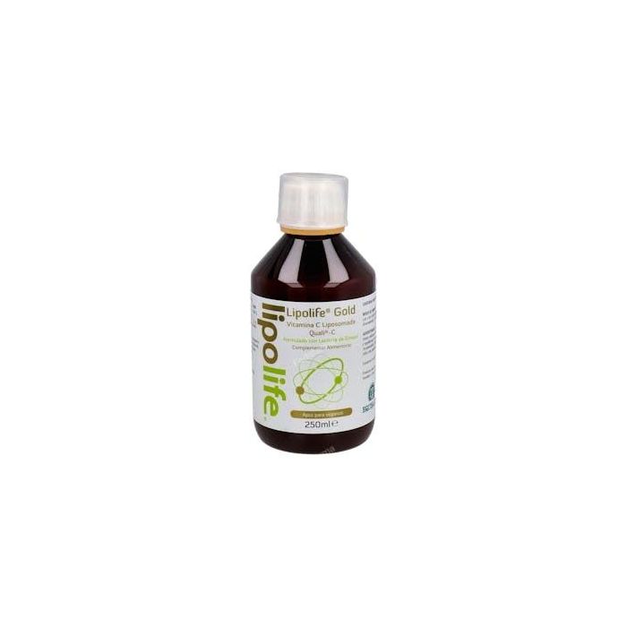 Lipolife Gold Vitamina C Liposomal 250ml Líquida. Complemento alimenticio vegano, con Aloe Vera y Vitamina E