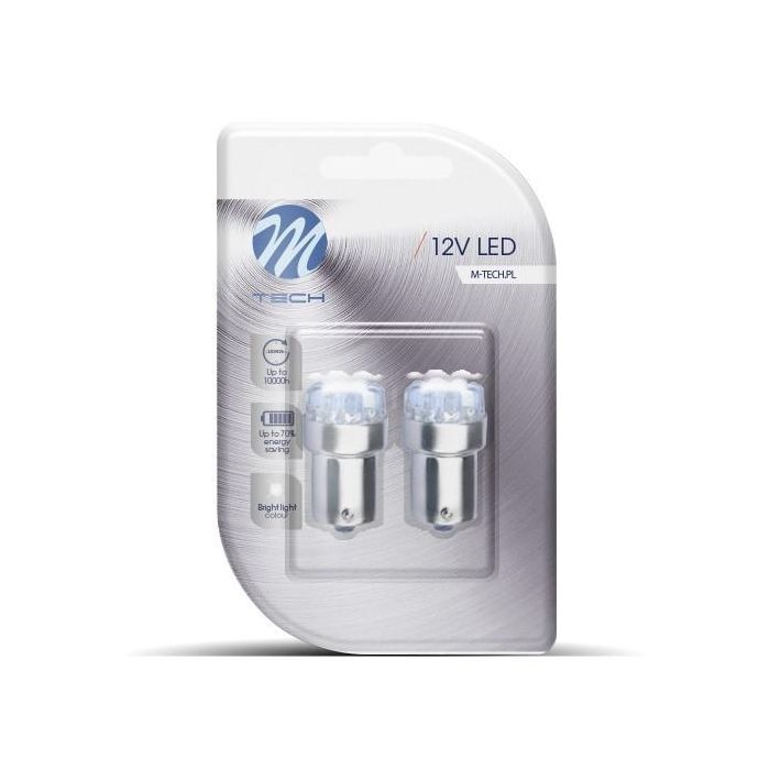 M-Tech L033 W Blister 2X Led Ba15S 9 Led 5 mm Blanco