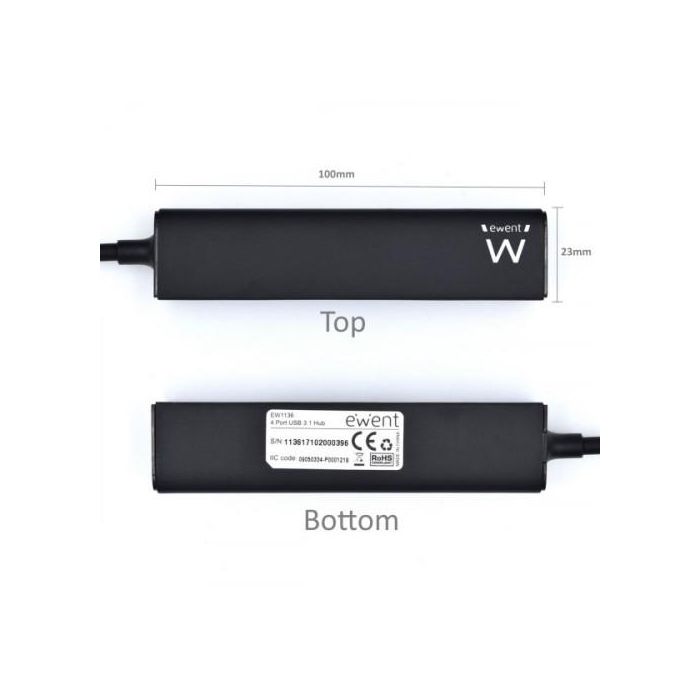 Ewent Hub USB 3.1 Gen1 EW1136 4 Puertos, Compatible con USB 2.0 y 1.1, Negro 4 Ewent Hub USB 3.1 Gen1 EW1136 4 Puertos, Compatible con USB 2.0 y 1.1, Negro 4