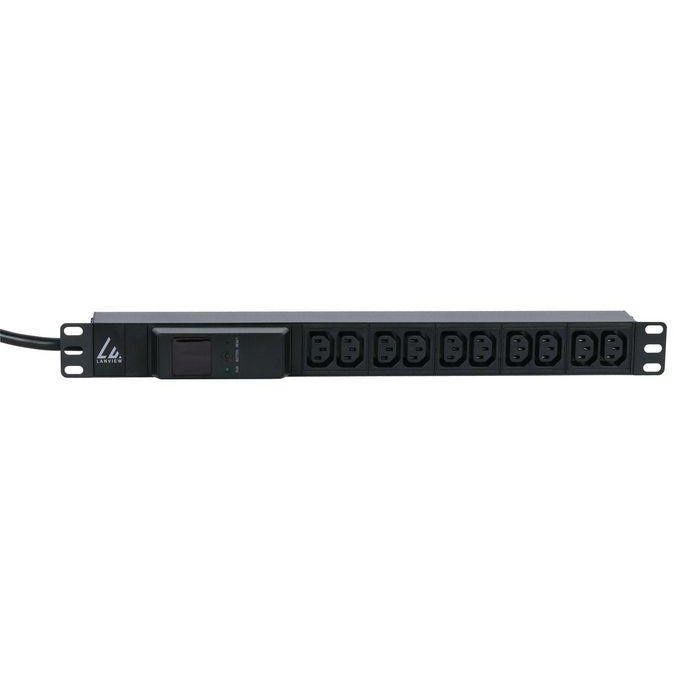 Lanview Regleta PDU Rack 19'' 1U, 10 tomas C13, 16A con Medidor AMP y Cable 3m, Enchufe Commando IEC 60309 3