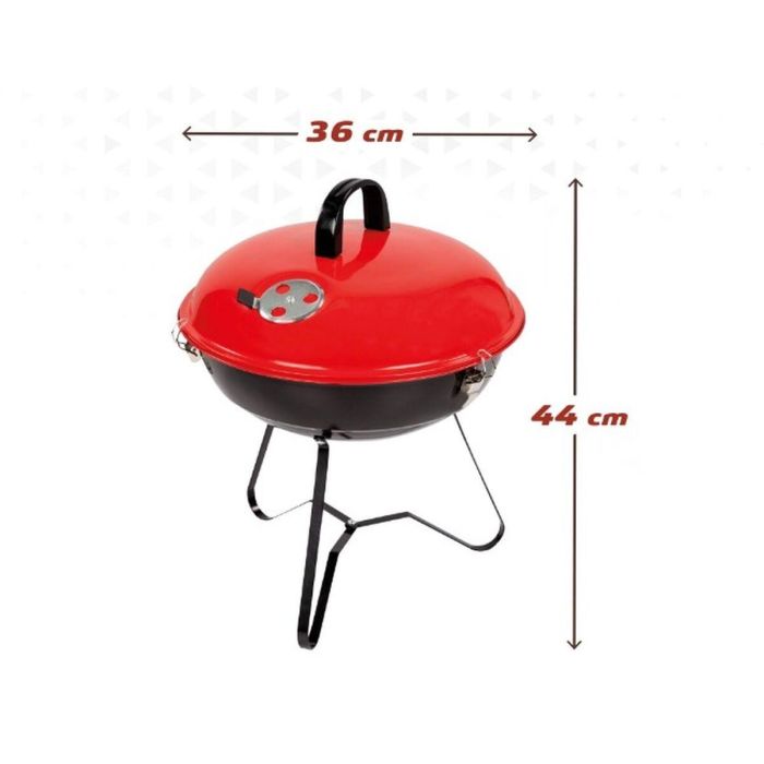 Barbacoa Portátil Aktive Metal esmaltado Ø 36 cm 36 x 44 x 36 cm (4 Unidades) Rojo 1