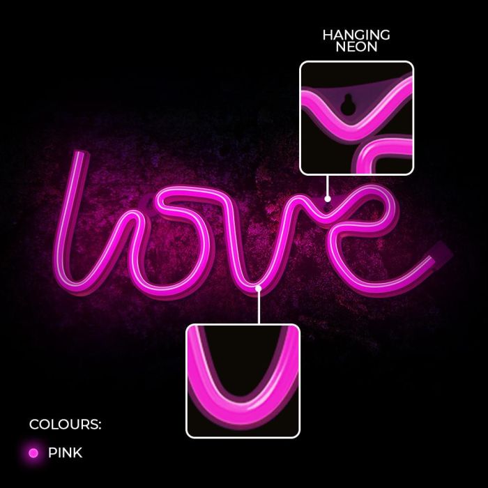 Forever Lampara Neon LED Love Pink - Iluminación Decorativa, Tecnología LED Eficiente, Funciona con USB o Pilas AA, Rosa 3 Forever Lampara Neon LED Love Pink - Iluminación Decorativa, Tecnología LED Eficiente, Funciona con USB o Pilas AA, Rosa 3