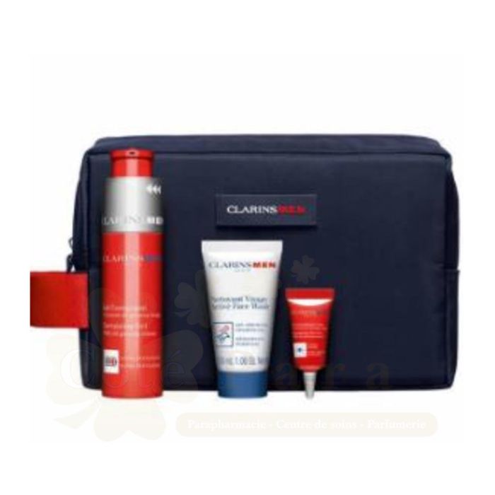 Clarins Men gel 50 ml + limpiador 30 ml + gel de ojos 3 ml + miniatura serum 1u. Clarins Men gel 50 ml + limpiador 30 ml + gel de ojos 3 ml + miniatura serum 1u.