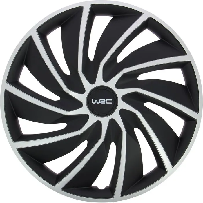 WRC 4 Enjo Bi-colo 16 TURBO Tapacubos para Ruedas de 16 Pulgadas, Juego de 4, Diseño Deportivo Bicolor Negro Mate y Gris Plateado WRC 4 Enjo Bi-colo 16 TURBO Tapacubos para Ruedas de 16 Pulgadas, Juego de 4, Diseño Deportivo Bicolor Negro Mate y Gris Plateado