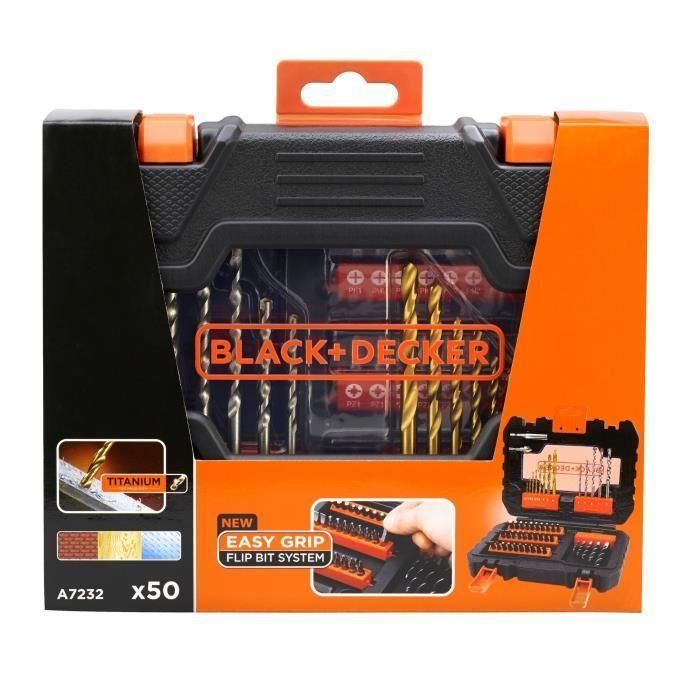 Black + Decker A7232 Set 50 Accesorios de Taladrado y Atornillado con Brocas de Madera, Hormigón, HSS-Tin y Puntas de Destornillador 5 Black + Decker A7232 Set 50 Accesorios de Taladrado y Atornillado con Brocas de Madera, Hormigón, HSS-Tin y Puntas de Destornillador 5