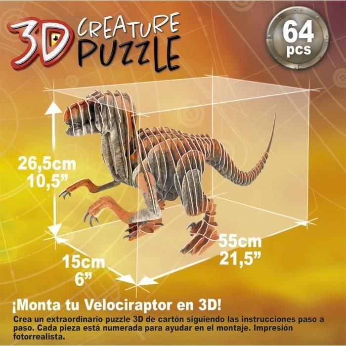 EDUCA - Velociraptor - Criatura 3D Puzzle 2 EDUCA - Velociraptor - Criatura 3D Puzzle 2