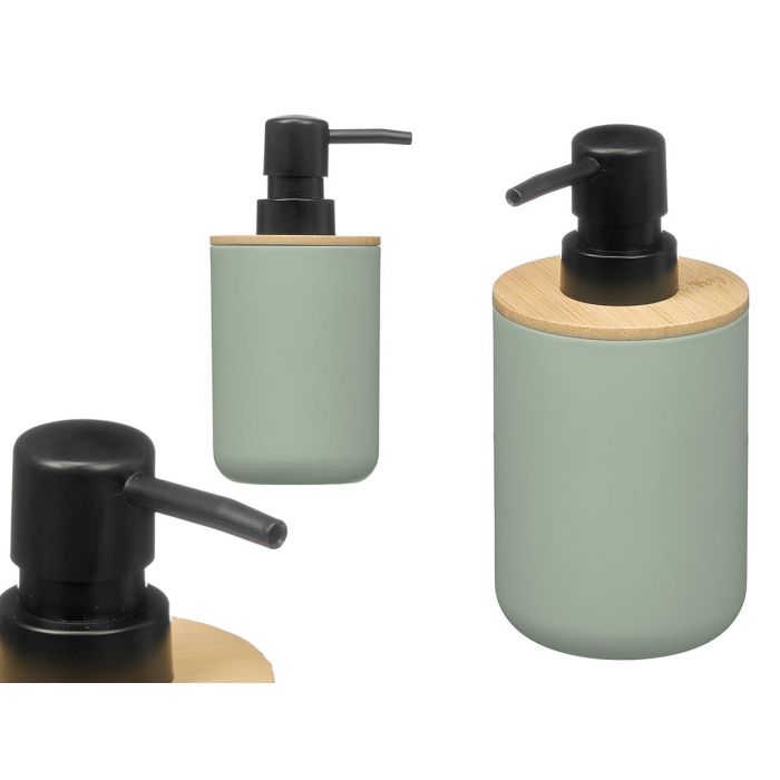 Berilo Dosificador Plástico Bambú Menta Verde y Negro 7.3x15.8x7.3 cm (Set de 24)