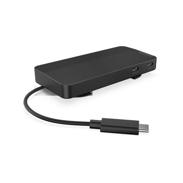 Lenovo USB-C Dual Display Travel Dock - Adaptador Corriente EU/INA/VIE/ROK, Doble Pantalla 4K, 100W PD, 7 Puertos 1