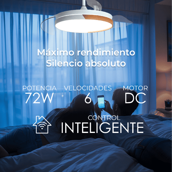 Yoevu Ventilador de Techo Nature White WiFi, LED Regulable, Compatible Alexa, Mando a Distancia, 6 Velocidades 2