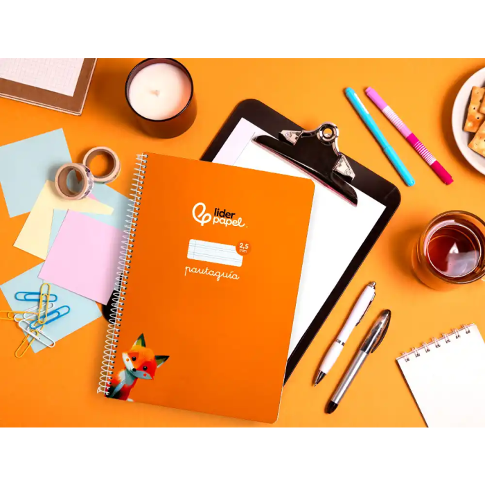Liderpapel Cuaderno espiral A4 Pautaguía tapa blanda 80 hojas 75gr cuadro pautado 2,5mm color naranja 7