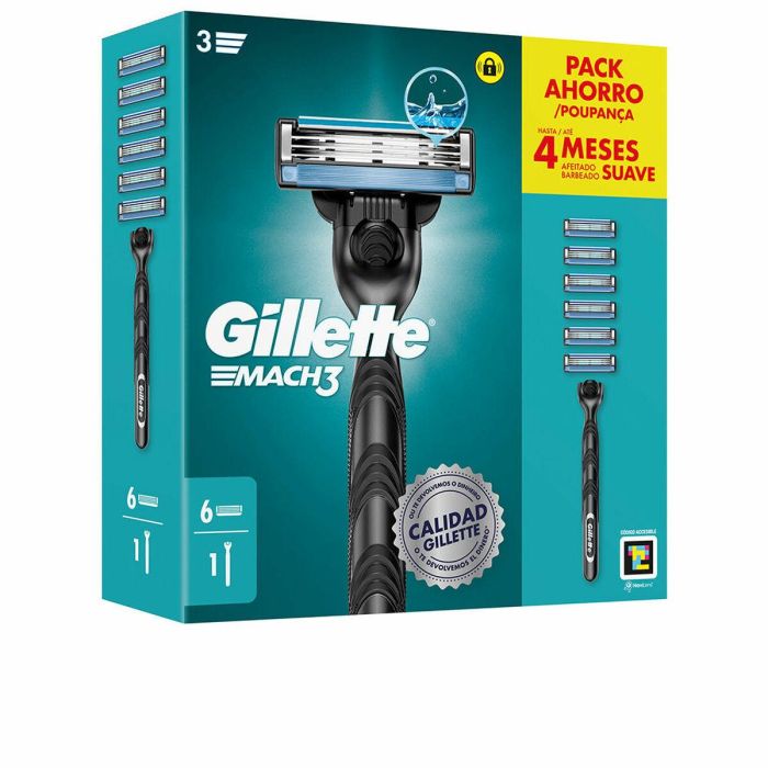 Gillette MACH3 Máquina de Afeitar para Hombre con 6 Recambios - Afeitado Apurado y Cómodo