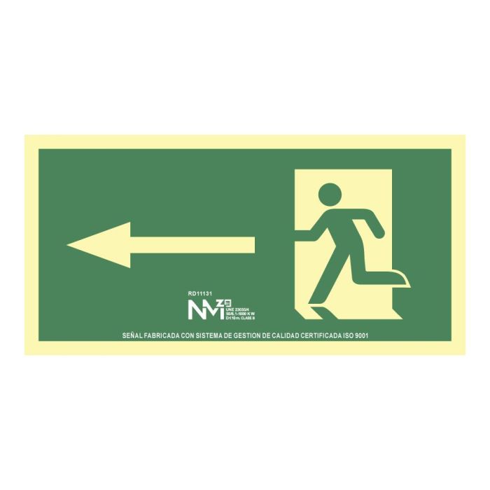 Normaluz Cartel de evacuación flecha izquierda PVC 1mm 32x16cm Clase A 0 Normaluz Cartel de evacuación flecha izquierda PVC 1mm 32x16cm Clase A 0