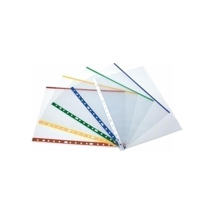 Funda Multitaladro Con Ribete Color Grafoplas Pp 80Μ Liso Fº 16 Tal.Rfzo. Azul Paquete De 100