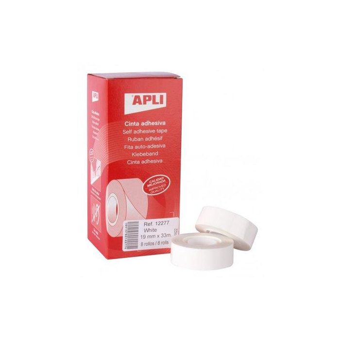 Cinta Adhesiva Apli Blanco Rollo 33X19 8 unidades