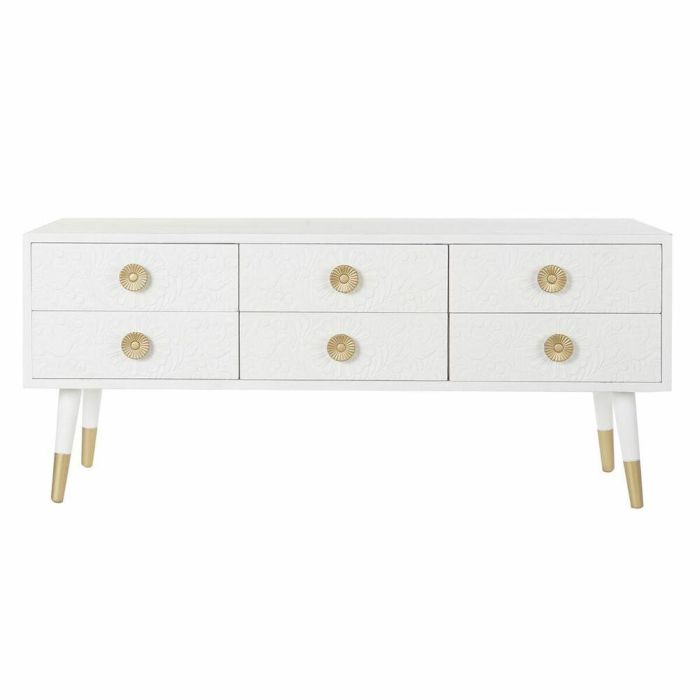 Mueble de TV DKD Home Decor Blanco Dorado Abeto Madera MDF 120 x 42 x 54 cm 3 Mueble de TV DKD Home Decor Blanco Dorado Abeto Madera MDF 120 x 42 x 54 cm 3