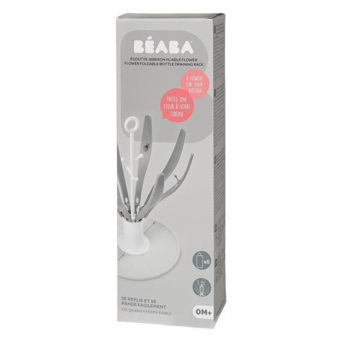 BEABA Biberón plegable con goteo Flor gris 3 BEABA Biberón plegable con goteo Flor gris 3