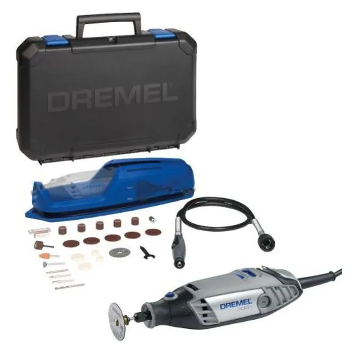 Dremel 3000 Herramienta Multiusos 130W con 1 Adaptación y 25 Accesorios, Incluye Eje Flexible y Caja Organizadora 0 Dremel 3000 Herramienta Multiusos 130W con 1 Adaptación y 25 Accesorios, Incluye Eje Flexible y Caja Organizadora 0