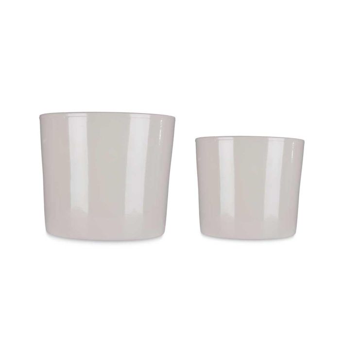 Set 2 Macetas de Cerámica Cilíndricas Gris - 22 y 27 cm Ibergarden 2 Set 2 Macetas de Cerámica Cilíndricas Gris - 22 y 27 cm Ibergarden 2