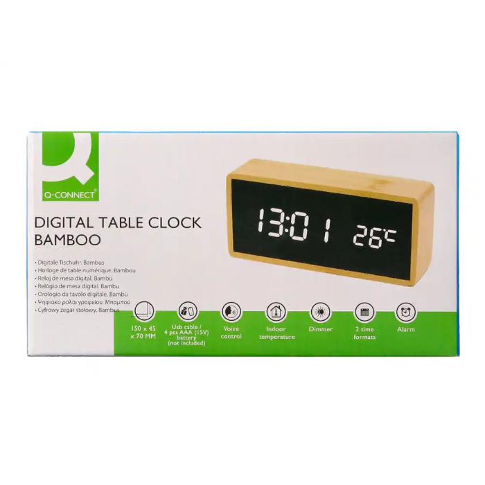 Q-connect Reloj Digital Sobremesa con Temperatura y 3 Alarmas 150x45x70mm 6