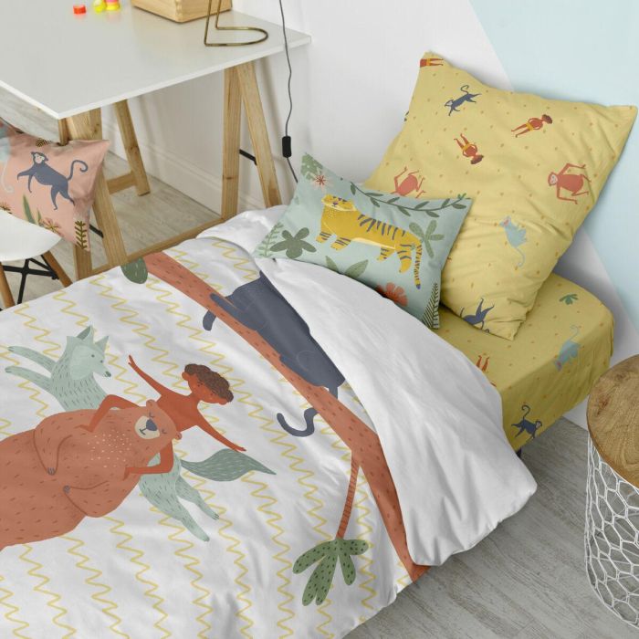 Juego de funda nórdica HappyFriday Mr Fox Jungle life Multicolor Cama de 80 2 Piezas 5