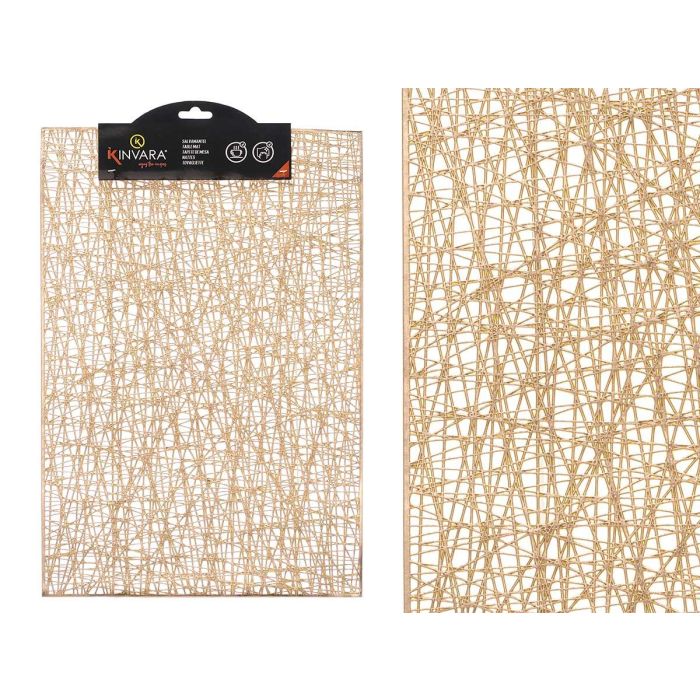 Salvamantel Rectangular Rayas Dorado Kinvara 30x47 cm - PVC Oro (48 Unidades) Salvamantel Rectangular Rayas Dorado Kinvara 30x47 cm - PVC Oro (48 Unidades)