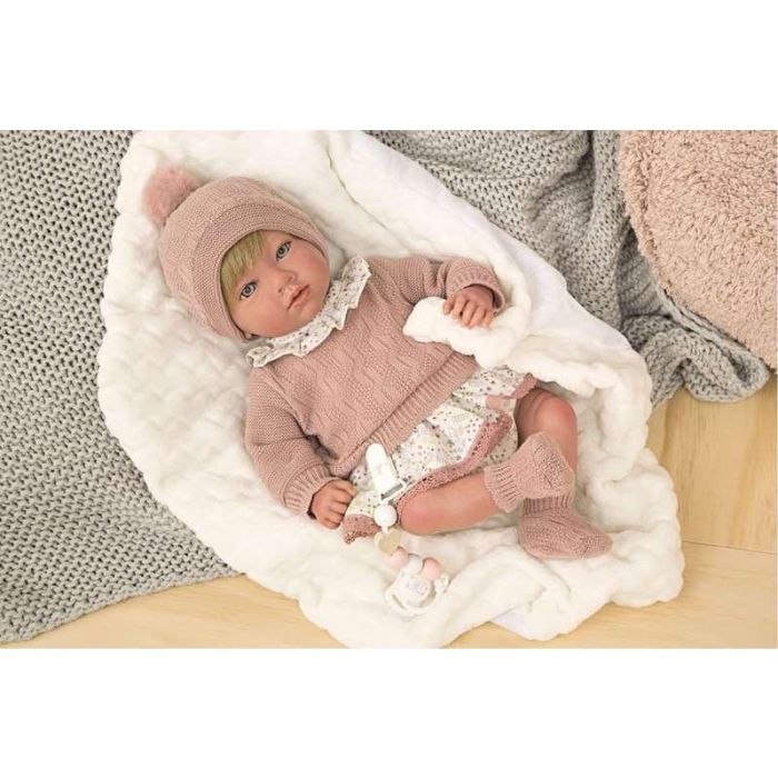 Muñeca reborn arias 40 cm abril rosa c/manta 2