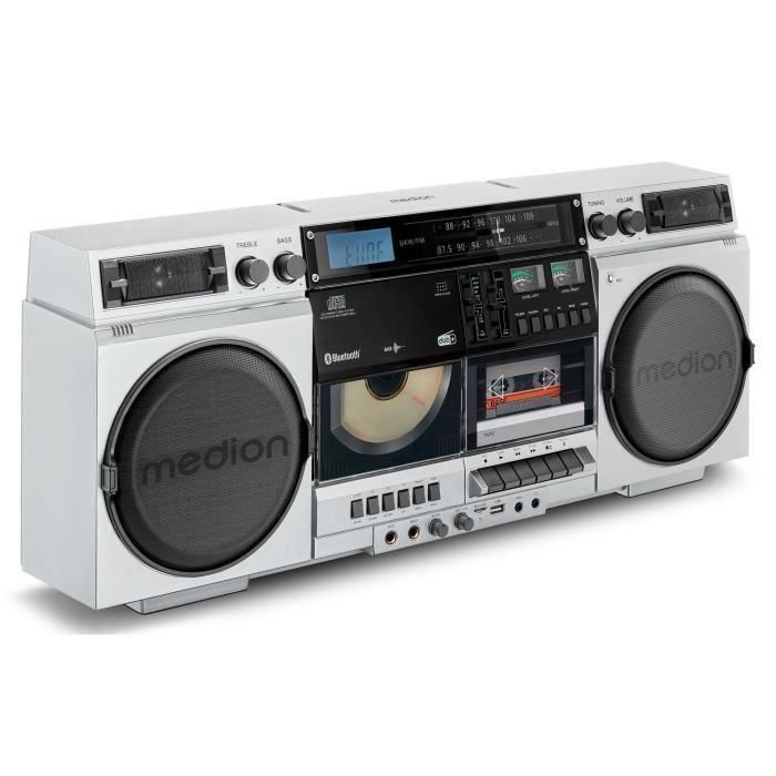 Radio FM - MEDION - Vintage - DAB+ - CD/Cassette/USB/MP3 - 2 x 10 W RMS - Plateado 3 Radio FM - MEDION - Vintage - DAB+ - CD/Cassette/USB/MP3 - 2 x 10 W RMS - Plateado 3