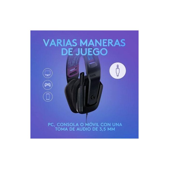 Logitech G335 Auriculares Gaming con Micrófono, Diadema Ajustable, Plug and Play, Compatible con PC, Consolas y Móviles, 240g, Negro - 981-000978 1