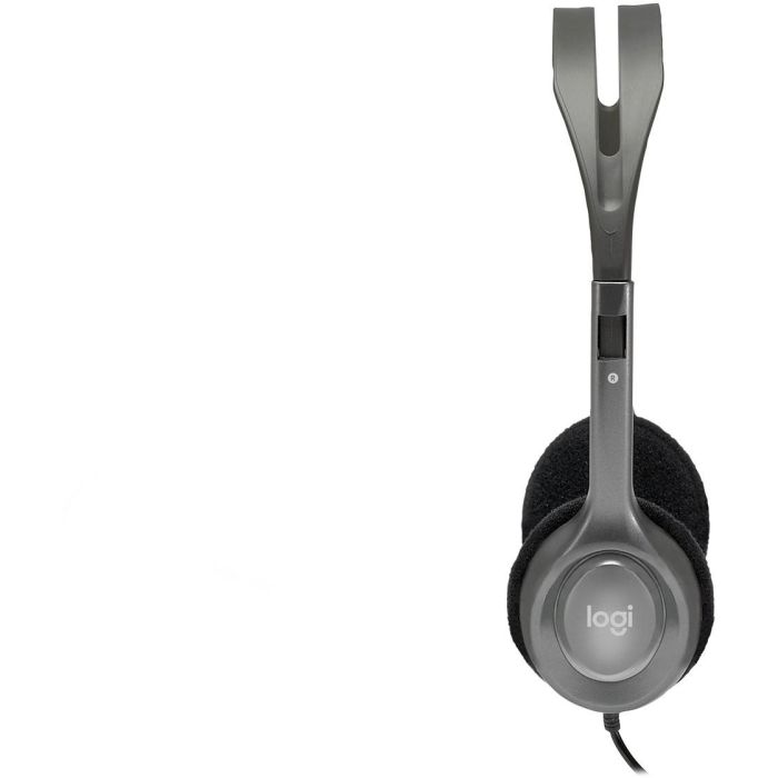 Logitech H110 Auriculares Estéreo con Micrófono Flexible giratorio, Conexión Jack 3.5mm para PC, Móvil, Tablet, Diadema Ajustable 3