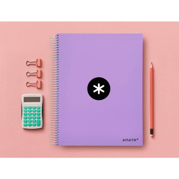 Cuaderno Espiral A4 Micro Antartik Tapa Forrada 120H 90 gr Horizontal 5 Bandas 4 Taladros Color Lavanda 9