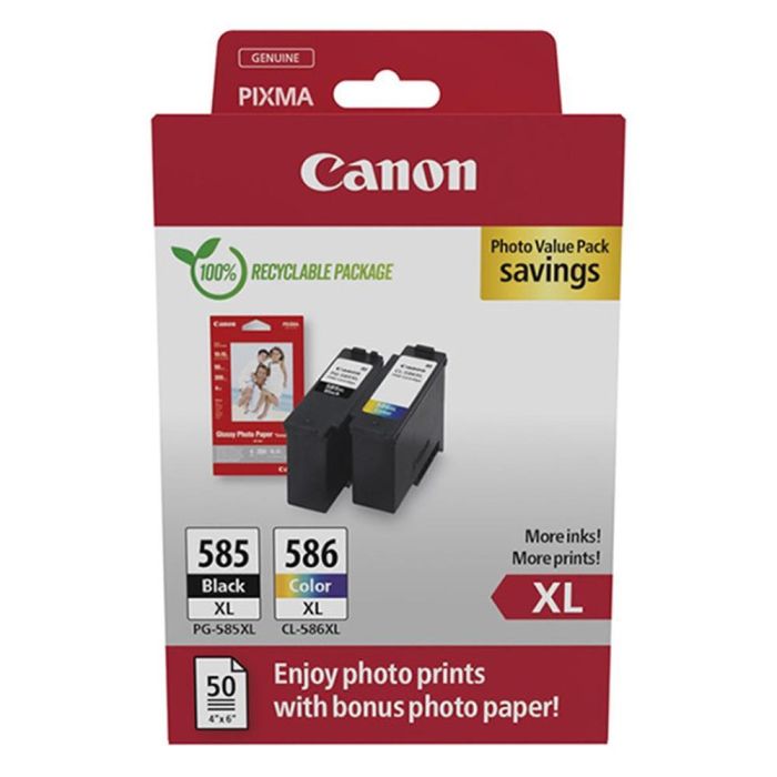 Canon Cartucho de Tinta PG 585XL + PG 586XL + Papel Fotográfico