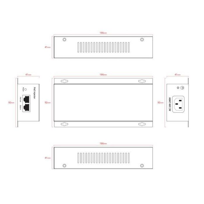 Ernitec Inyector PoE 90W 10 Gigabits Soporte IEEE 802.3af/at/bt 1